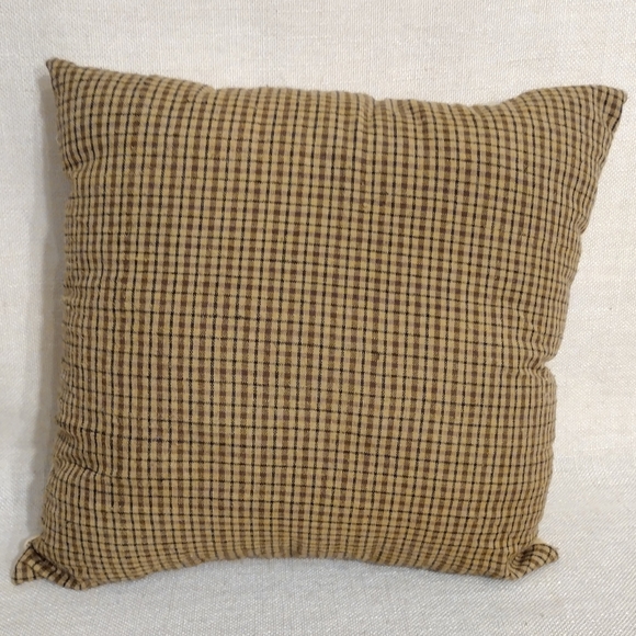 Primitive Tea Stained Stitched Saltbox Home Pillow - Picture 3 of 4